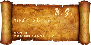 Mikó Géza névjegykártya